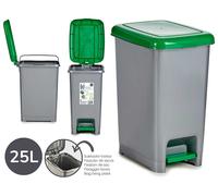 Arte Regal Papelera de Plástico Verde de 25L para Reciclaje con Pedal