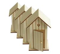 Artemio - Figuras Decorativas de Madera, 14 x 8,5 x 7 cm, diseño de casetas de Playa, 2 Unidades, Color Beige (Paquete de 4)