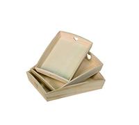 Artemio VIPBC - Juego de 3 bandejas rectangulares con Corazones calados, Madera, Beige, 35 x 6,5 x 27 cm