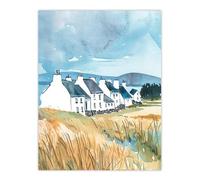 Artery8 Isle of Jura White Fishermen Cottages Scotland Living Room Large Wall Art Poster Print Thick Paper 18X24 Inch