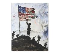 Artery8 Iwo Jima WWII Soldiers American Flag Watercolour Man Cave Large Wall Art Poster Print Thick Paper 18X24 Inch
