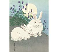 Artery8 Koson Ohara Rabbits Full Moon Japanese Woodcut XL Giant Panel Poster (8 Sections) Luna japonés Madera Póster