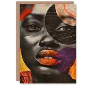 Artery8 Modern Abstract African Woman Collage Portrait Blank For Him Or Her Art Birthday Card