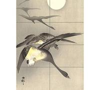 Artery8 Ohara Koson Geese At Full Moon Japanese Painting XL Giant Panel Poster (8 Sections) Luna japonés Pintura Póster