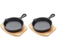 Artesa MasterClass KitchenCraft Sartén Pequeña de Hierro Fundido, Redonda, Medidas 20 x 15 cm - Negro/Beige, 1 L (Paquete de 2)