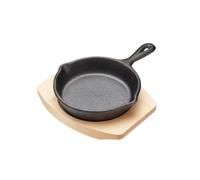 Artesa Mini Sartén con Tabla de Servir de Madera de Arce, Sartén de Hierro Fundido con Mango 16 x 11.5 x 2.5cm, Tabla 13.5 x 10.5 x 1.5cm, 1 Juego