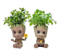 Artesanías de decoración del hogar, modelo en miniatura, exhibición de escritorio de oficina, figuritas de dibujos animados Groot, decoración artesanal, adorno de árbol para hombre, 5CM 14cm 2Pcs Set