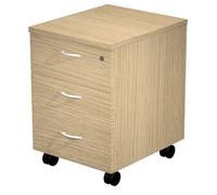 Artexport Cajonera Presto 3 Cajones con Ruedas y Cerradura Roble