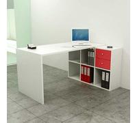 Artexport Mesa Escritorio Home Office con Lateral Estantería de 6 Cubos Blanco