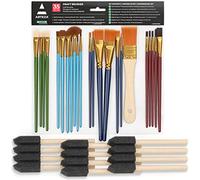 Arteza Brochas para Manualidades, 35 Pinceles Surtidos, Incluye cepillos Redondos, Planos, de Lavado, angulares, Espuma, Ventilador y sintéticos