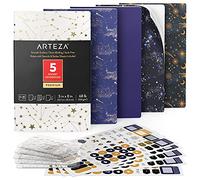 Arteza Cuadernos de Bolsillo (12,7 X 20,3cm), Pack de 5 Cuadernos Personalizados, Estilo Constelación con 2 Cuadernos Rayados, 2 Punteados y 1 con Hojas en Blanco, Encuadernación Cosida y Papel Grueso