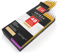 ARTEZA Lápices HB2, caja de 48 lapiceros de madera afilados de fábrica con goma de borrar sin látex, pack de lápices negros de grafito para suministros de oficina y material escolar