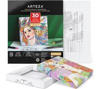 Arteza Libro para Colorear de Adultos, 25,5 x 29,1 m - 15,3 x 15,3 cm Plegado, 30 Hojas, Ilustraciones de Retratos, Papel de 350 g/m², Hojas con Marco Plegable para Colorear y Relajarse
