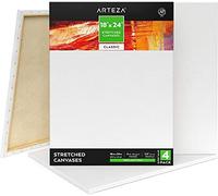 Arteza Lienzo para pintar cuadros | 45.7x61 cm | Pack de 4 | 100% algodón | Lienzos en blanco pre-estirados para acrílico, óleo, y medios húmedos | para artistas profesionales y aficionados