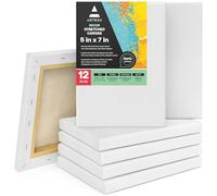 ARTEZA Lienzos blancos estirados e imprimados | 12,7x17,8 cm | Pack de 12 | 100% algodón | Lienzos de pintura acrílica, óleo y medios húmedos | Para artistas profesionales, aficionados y principiantes