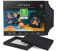 ARTEZA Lienzos de papel para pintar con Marco Plegable, Lienzo Negro, 5 Hojas, (21,3 x 27,94 cm), 100% Algodón, Con Imprimación de 8 Oz, Materiales de Arte para Pintura Acrílica, al Óleo y Dibujo