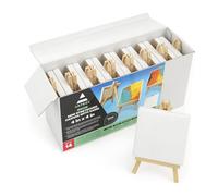 Arteza Mini Lienzos con caballete, 100% algodón, 4x4 pulgadas (10,16 cm), preestirados, con imprimación, pack de 14 lienzos para pintar con acrílicos, pouring, óleo y medios húmedos