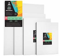 Arteza Paneles de lienzo de pintar cuadros, multipack varios tamaños, 9x12", 11x14", 12x16", 16x20", pack 28 lienzos imprimados, 100% algodón, núcleo reciclado, acrílico, oleo, medios húmedos o secos