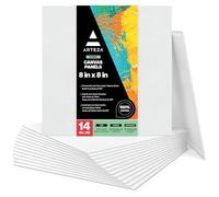Arteza Paneles de lienzo para pintar cuadros, 8x8” (20,3x20,3 cm), pack de 14 lienzos imprimados sin ácido, 100% algodón, para óleo y medios húmedos, artista profesional, aficionado y principiante