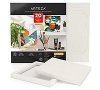 Arteza Papel de lienzo para pintar acrílicos, con marco, (24,2 x 24,2 cm), 20 hojas de 360 GSM sin ácidos, bloc encolado, papel de pulpa de madera, lienzos para pintar con diversos medios mixtos