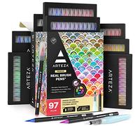 ARTEZA Rotuladores con punta de pincel, Caja de 96, Rotuladores para pintar profesionalmente con tintas de agua, para dibujar, para colorear y mucho más, 100% no tóxicos, múltiples colores