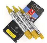 ARTEZA Rotuladores para pintar, pack de 3, A100 Amarillo Limón, 1 rotulador punta fina y 2 de punta gruesa (cincel y bala), acrílico para metal, lienzo, piedra, cerámica, vidrio, madera y tela