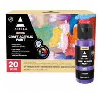 ARTEZA Set de pintura acrílica para manualidades, 20 Colores Vintage a base de agua, botes de 60 ml, acabado mate, pinturas acrílicas para lienzos, vidrio, madera, cerámica, telas, arte y bricolaje