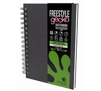 Artgecko Cuaderno de bocetos tamaño A5, vertical, 60 páginas (30 hojas), 250 g/m², papel híbrido blanco brillante