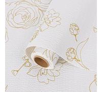 Arthome - Forro de estante de 30 x 600 cm, impermeable, agarre no adhesivo, papel de plástico EVA a prueba de aceite para estantes de cocina, refrigerador, armario (flores doradas)