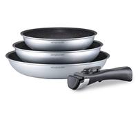 Arthur Martin AM521S - Juego de 3 estufas (20-24-28 cm, revestimiento antiadherente, aluminio con mango extraíble para todo tipo de fuegos, incluida inducción