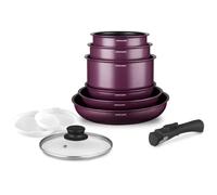 Arthur Martin Batería de cocina de 10 piezas, Ciruela, Aluminio antiadherente, Apta para inducción