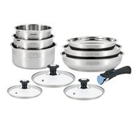 Arthur Martin Juego de utensilios de cocina 10 piezas acero inoxidable 18/10 con mango extraíble e inducción