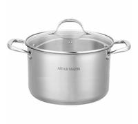 Arthur Martin Olla de Acero Inoxidable 32 cm con Tapa de Cristal