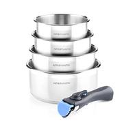ARTHUR MARTIN - Set de Cacerolas de Cocina de 5 Piezas en Aluminio Forjado, Cacerolas Apilables, Revestimiento Antiadherente, Mango Extraíble, Todas las Fuentes, 14-20 cm