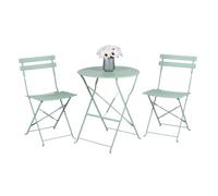 Arti Casa Juego de Muebles de jardín de 3 Piezas, Color Verde, Plegable, de Metal, para balcón o terraza, Mesa Redonda con 2 sillas