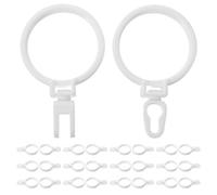 Artibetter 300 Anillas White para Barra de Cortina con Doble Hebilla, aptas | Anillas de cortina con clip, resistentes, para tapices y estores romanos, de deslizamiento suave, fácil conexión y desconexió