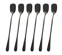 Artibetter 6 Piezas Cuchara Agitadora de Acero Inoxidable, Cuchara de Helado, Mango Largo, Negro, para Helado y Cócteles, para Casa y Café