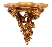 Artibetter Estante de Pared Dorado Vintage, Estante de Pared Antiguo, repisa Europea Tallada con Filigrana, repisa de exhibición de Cristal, pequeño Flotante para Velas, figuritas, Cristal