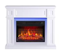 ArtiFlame Chimenea eléctrica Linz AF23BS WT con efecto bidireccional, chimenea eléctrica independiente con calentador de 1800 W, efecto de llama realista, iluminación LED en 16 colores, control remoto