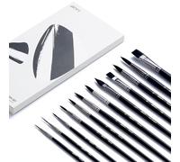 ARTIFY Set 12 Pinceles Acuarela Nylon para Acrílico Óleo y Gouache | Pelo sintético de alta absorción que no se cae ni pierde, Virola de doble fijación, Incluye funda protectora de puntas