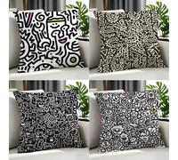 Artist MMr Doodleed - Juego de fundas de cojín, 4 piezas, 50x50, 45x45, 40x40, funda de almohada decorativa para sofá, decoración del hogar White4 35X35cm