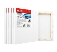 ARTIX - Set de 6 Lienzos para Pintar 18x24x1.5 cm, Paneles Imprimados, 100% Algodón, Lienzos Preestirados para Pintura Acrílica, Con Bastidor de madera, para Artistas Profesionales o Principiantes