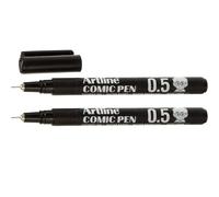 Artline EK-285 - Rotulador Calibrado Micrometrico Negro Comic Pen, Punta Poliacetal 0,5mm, Negro (Pack de 2 Uds.)