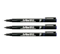 Artline EK-853 - Rotulador Retroproyección Punta Fibra Permanente Azul - Punta Redonda 0.5mm (Pack de 3 uds.)