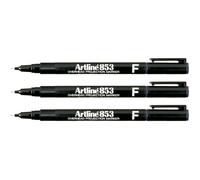 Artline EK-853 - Rotulador Retroproyección Punta Fibra Permanente Negro - Punta Redonda 0.5mm (Pack de 3 uds.)