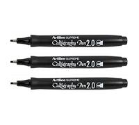 artline Juego de 3 rotuladores Supreme Calligraphy Pen punta de 2 mm, color negro