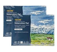 ARTME Papel para Acuarela A5 x 12 Hojas/ 300g/ Textura Doble/Prensado En Frío/Bloc Acuarela para Pinturas/Cuaderno De Dibujo De Calidad Pintura Aquarelle Gouache (2 piezas)