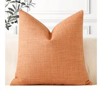 Artscope Juego de 1 Fundas de Cojines Decorativas Cuadradas de Lino 40 x 40 cm para Decoración del Hogar Sofá Dormitorio Coche 16x16 Naranja Claro