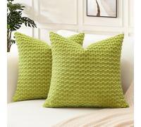 Artscope Juego de 2 Fundas de Cojines de Pana Decorativas Color Solido Funda de Cojíns de Burbujas 40 x 40 cm para Decoración del Hogar Sofá Dormitorio Coche Verde