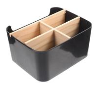 ARTSEWPLY Caja Organizadora de Maquillaje Cuadrada de Bambú y Madera Desmontable, Color Negro, Organizador para Cuidado Piel y Portalápices para Escritorio, Almacenamiento Práctico